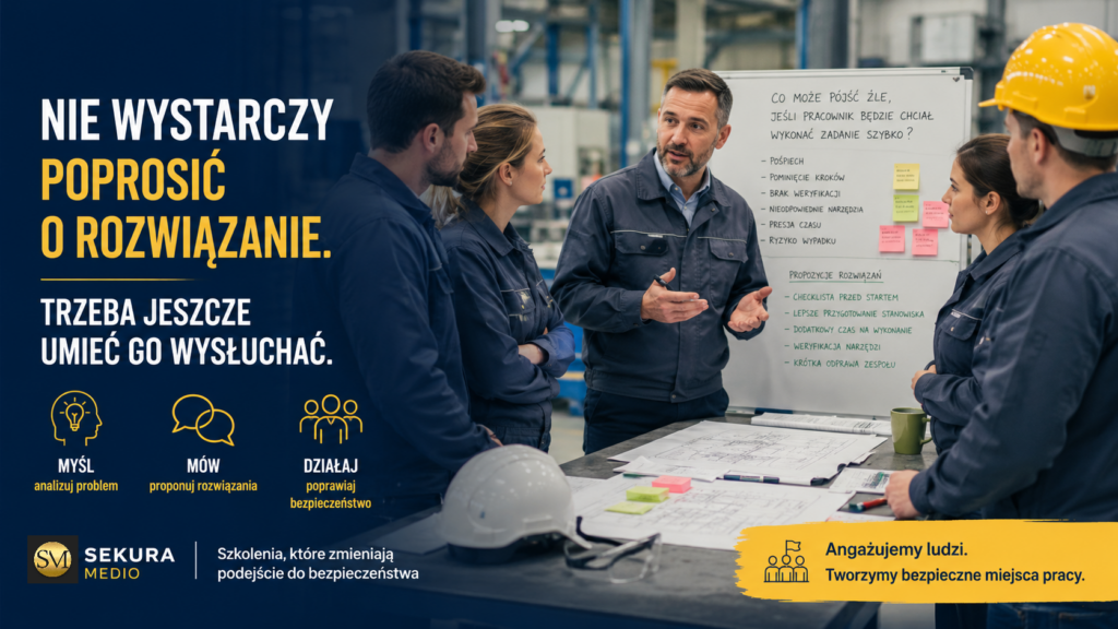 Jak reakcja przełożonego wpływa na zgłaszanie zagrożeń i kulturę bezpieczeństwa? Sprawdź, jak szkolenia Sekura Medio rozwijają aktywne podejście do BHP.