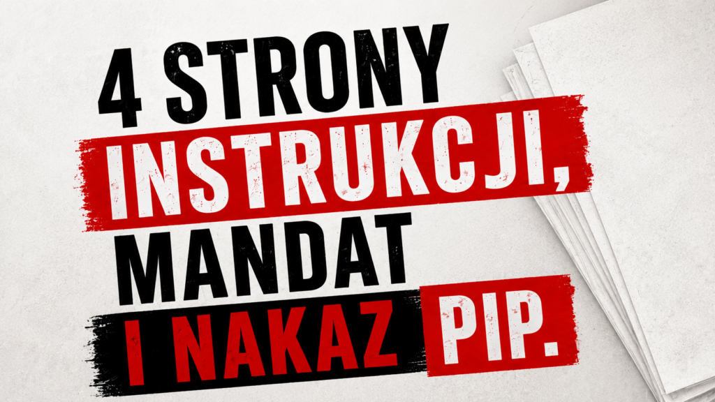 Grafika do posta o konsekwencjach posiadania nieprawidłowo przygotowanej Instrukcji Eksploatacji Urządzeń Energetycznych. Przykład zakładu, w którym czterostronicowy, ogólny dokument nie spełniał swojej funkcji, a kontrola PIP zakończyła się mandatem oraz nakazem przygotowania właściwej dokumentacji. Post pokazuje, dlaczego instrukcje powinny odpowiadać rzeczywistym urządzeniom, organizacji pracy i procedurom obowiązującym w zakładzie.